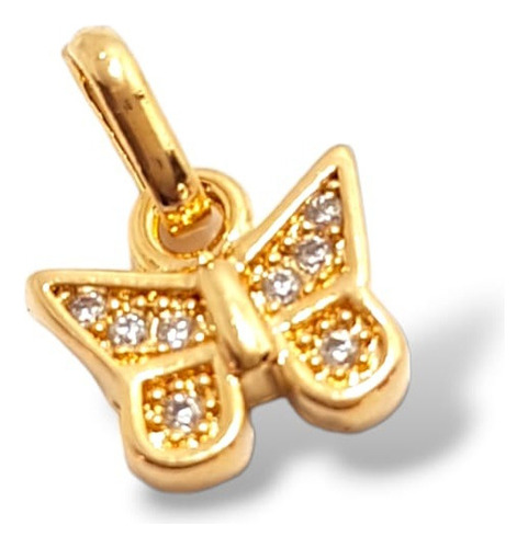 Dije Mariposa Con Cristales Oro Laminado 18k Joyas Bellane 