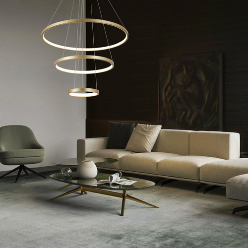 C Luminaria De Led Moderna 3 Arcos Dourado Moderno Para