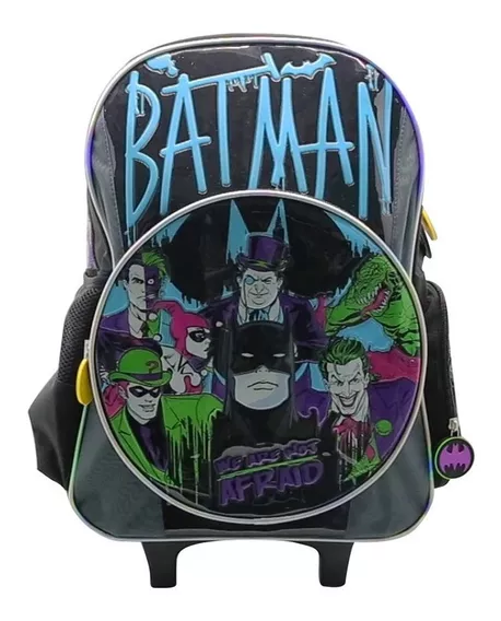 Mochila Escolar Batman Guasón Dc Super Heroes 18´´ C/ Carro