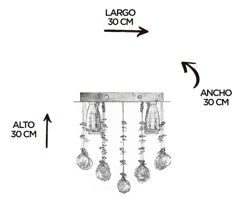 Lámpara colgante de Cristal Cortado Gamalux Williams Krystal Plafón de 4 Luces GU10 Cromada