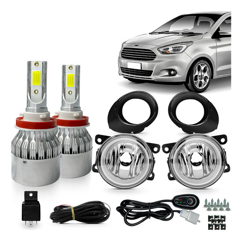 Kit Farol De Milha Ka 2015 16 2017 + Super Led 6000k