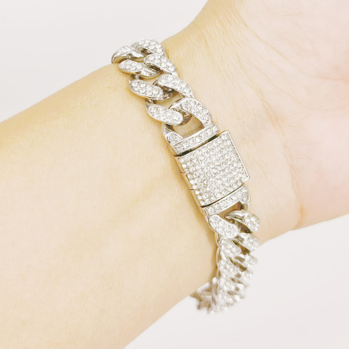 Pulsera Hip Hop, 2 Piezas, Collar De Diamantes De Imitación