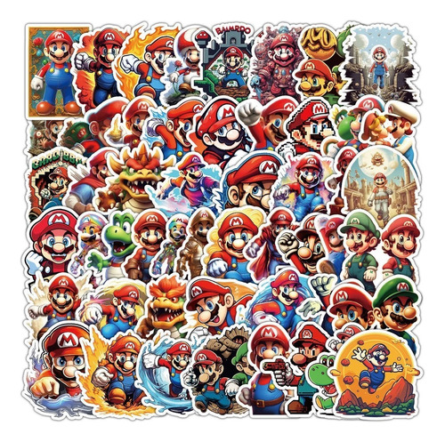 Kit 100 Adesivos Kirby + 50 Adesivos Mario - 150 Pcs Peças