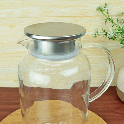 Jarra De Vidro Com Tampa De Inox 1,8 Litros Cor Transparente