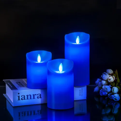 Windshell Velas De Llama Azul Real (led Azul En El Interior)