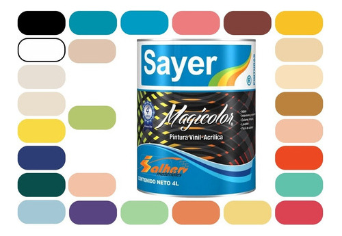 Pintura Vinilica Acrilica Lavable Sayer Magicolor 4 Lt  Amarillo Persico Vg-0771