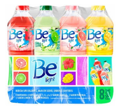 Bebida Saborizada Be Light 8 Pzas 1.5l C/u Agua Sin Calorías