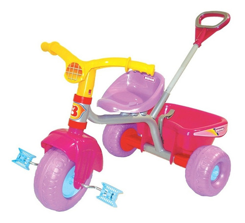 Triciclo Infantil Rosa Con Barral