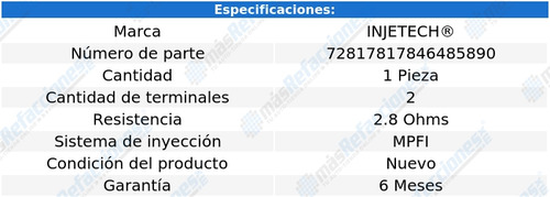 1 Inyector Chevy Pickup L4 1.6l 99 Al 03 Injetech