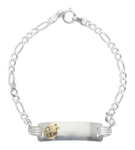 Pulsera Piocha Chinita Oro Circón Niña 15 Cm Plata Ley 925