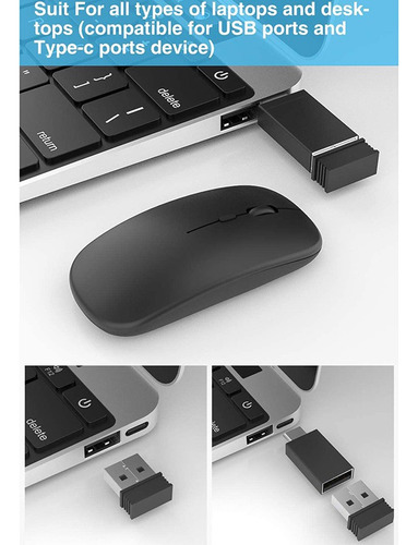 Ratón Inalámbrico Con Receptor Usb Y Tipo C, Para Portátil,
