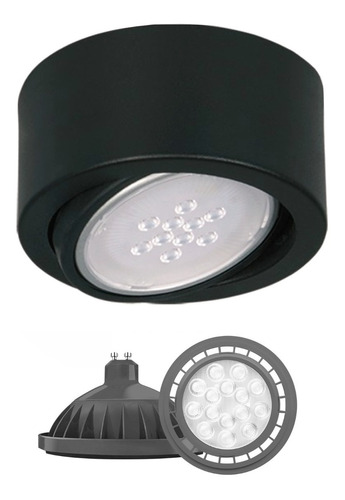 Spot Aplicar Monovolumen Alto Gu10 + Zocalo + Led Ar111 15w