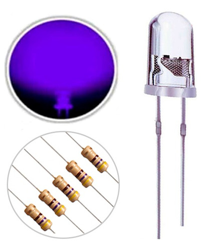 24 X Led Ultravioleta Uv 5mm Alto Brilho + Resistor 470 12v