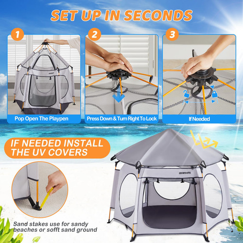 Playpen Asweets 4 Em 1 Pop-up Para Interior/exterior Com Dos