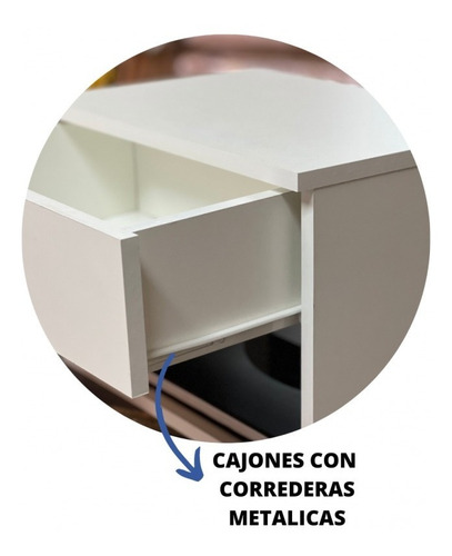Imagen 5 de 10 de Mesitas De Luz Flotantes Melamina Con 1 Cajon - Tigre