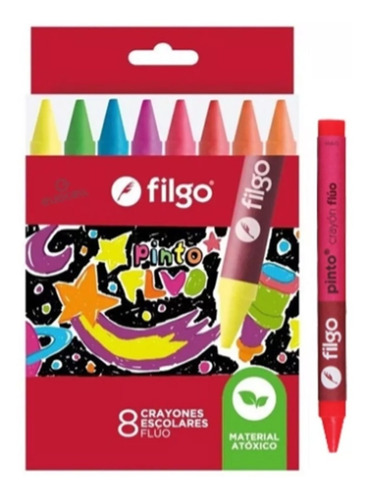 Crayónes Flúo Filgo Pinto X 8 Colores No Tóxicos