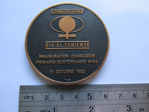 Antigua Medalla Mina Cobre El Teniente Año 1982 Rara Escasa (Usado)