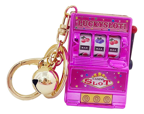 Lucky Slot Machine Bank Con Carrete Giratorio Llavero Mini