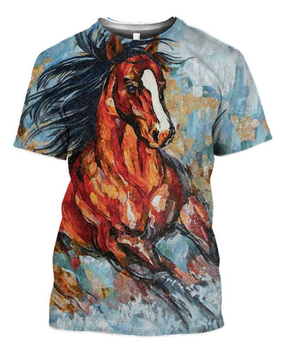 Men Camiseta De Caballo Con Estampado De Animales En 3d