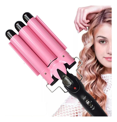 Waflera Enchinadora Cabello 3 Rizadora Pelo Onduladora Color Rosa