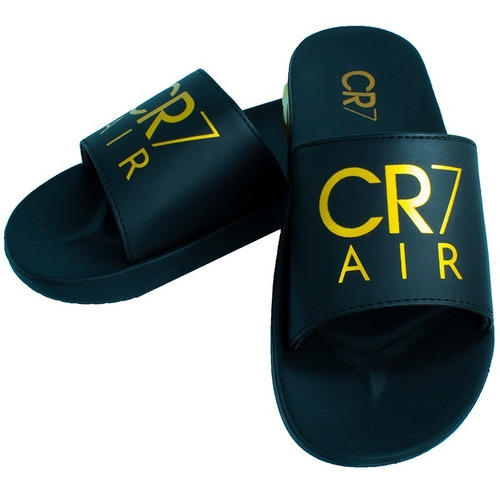 Imagen 2 de 4 de Sandalias Casual Cr7 Negro/dorado Cr709nd Moletto