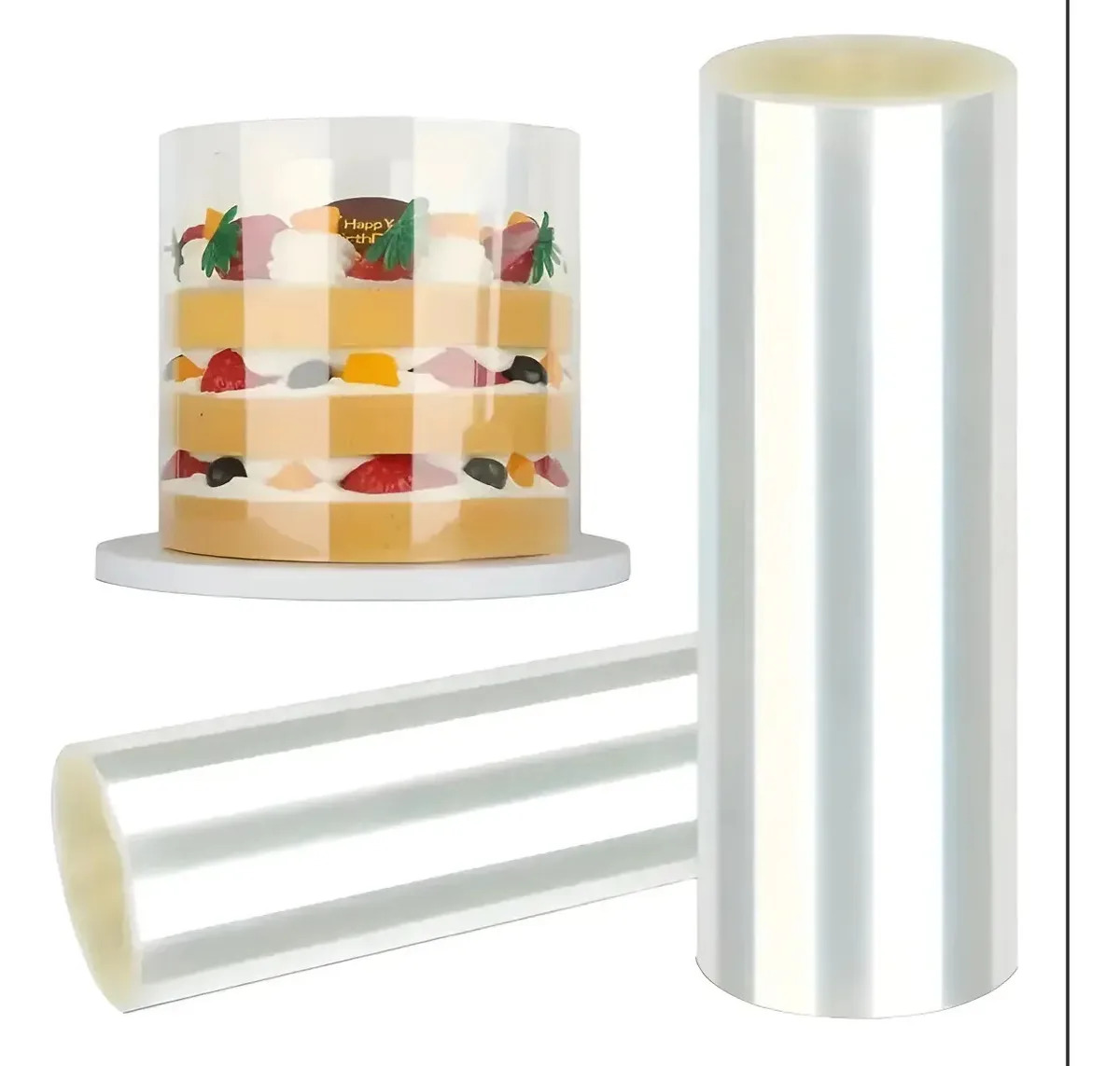 2 Rollos De Acetato Transparente Para PastelDe Reposteria, 12cm X10m Cada Rollo, IdealPara Decoracion De Tartas Y Postres, MaterialPet De Alta Resistencia Para Envoltura YBordes De