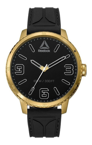 reloj reebok negro con dorado