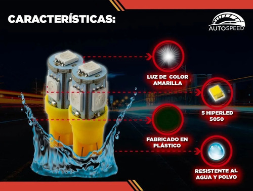 Foco Pellizco Led 5050 T10-158 Color A Elegir Por Par Bsp