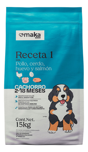 Alimento Maka, Receta 1 Perro Cachorro 15kg.