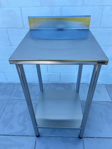Bancada Mesa Inox Com Espelho E Paneleiro 50x60x90