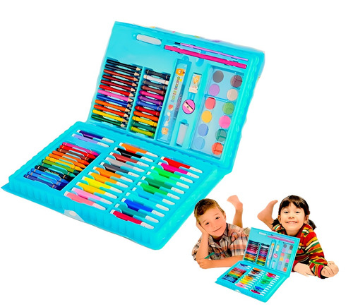 Set Lapices De Colores 68 Piezas Arte Marcadores Plumon Kit Azul/dibujo niños juguete Azul