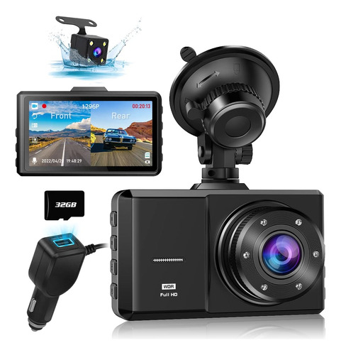 Dash Cam Front And Rear,  Dual Dash Camera 1080p With 32g Sd