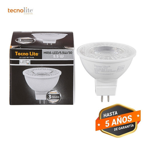 Imagen 2 de 5 de Foco Led Mr16 Gu5 5.5w Luz Blanca Calida 350lm Mr16-led/5.5w