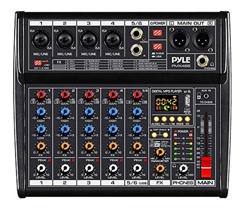 Mezclador De Audio De 6 Canales Pyle-pro Pmx466