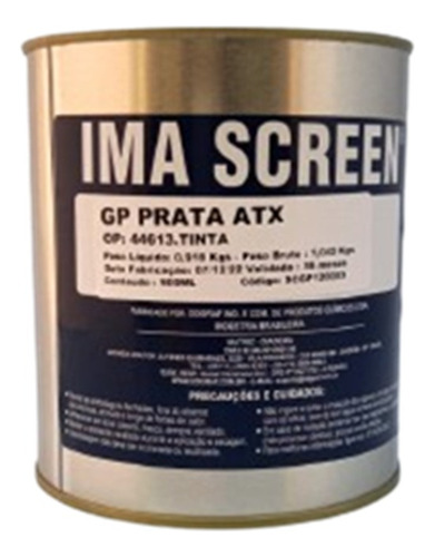 Tinta Gp Brilho Serigrafia Prata - Imagraf - 900ml