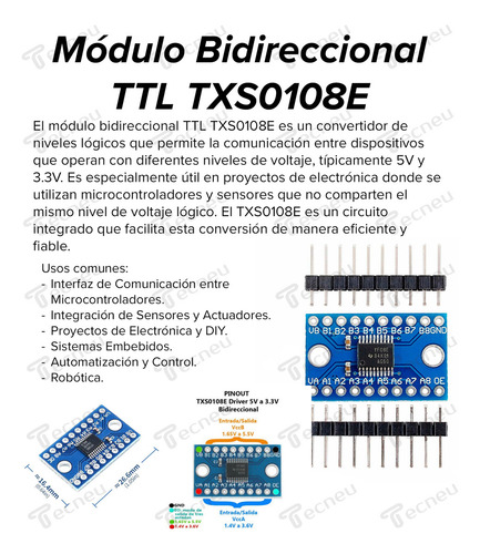 Kit 10 Convertidores Ttl Txs0108e 8 Canales