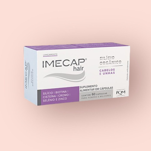 3 Un. Imecap Hair Silício Orgânico Cabelos E Unhas 60 Cáps Sabor Sem Sabor