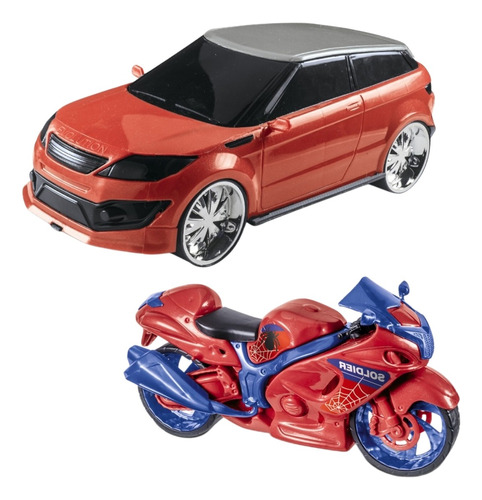 Kit Brinquedo Carrinho Suv 34 Cm + Moto Super Race 34 Cm Sho