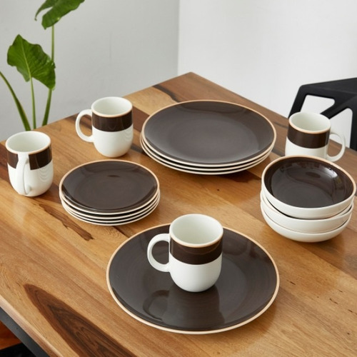 Set De Vajilla 16 Piezas Porcelana Terra Moka Original Volf