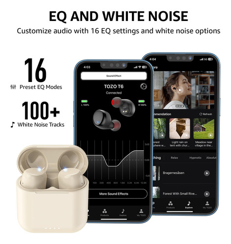 Auriculares Inalámbricos Tozo T6 Ergonomic Bluetooth 5.3 50h
