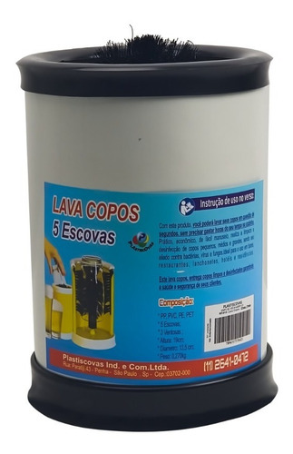 Imagem 1 de 5 de Lava Copos Para Restaurante 5 Escovas Com 3 Ventosas Prático