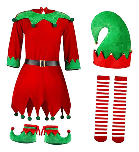 Disfraz De Navidad, Ropa De Elfo Con Para 160cm A 170cm