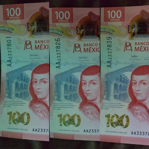 Billete De 100 Pesos Sor Juana Serie Aa