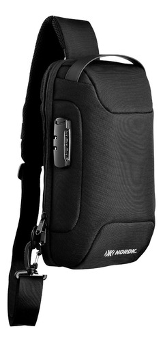 Mochila Pochete Nordk Walker Impermeável Usb Antifurto Cor Preto Desenho do tecido Liso