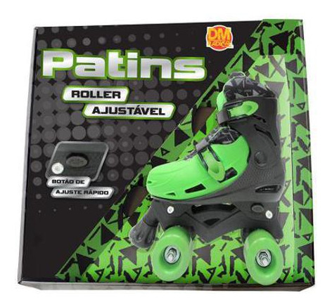 Patins Roller Ajustável Verde - Dm Toys