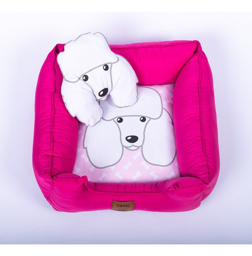 Cama Pet Luxo Personalizada Para Cachorro Femea E Macho 60cm Cor Poodle Pink Desenho Com Almofada