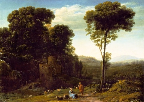 Claude Lorrain - Paisaje Pastoral Y Molino - Lámina 45x30 Cm