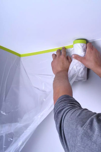 2 Rollos, Cinta Adhesiva Con Plástico Protector Para Cubrir