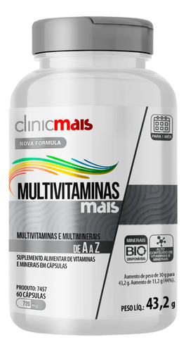 Multivitaminas Mais De A A Z Clinicmais 60 Cápsulas Não Aplica