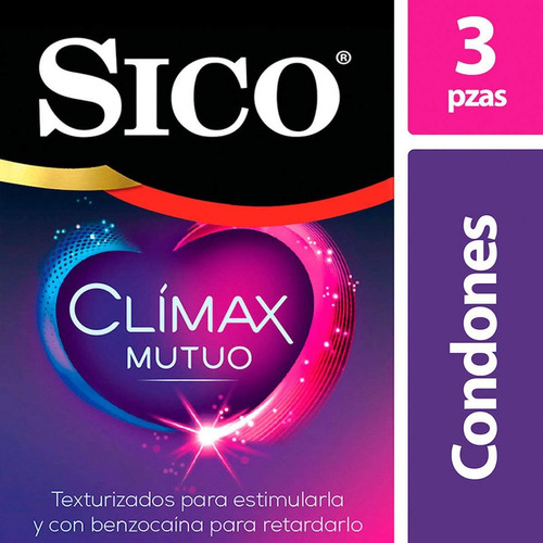 Condones Sico Clímax Mutuo Con Benzocaína Caja 3 Unidades